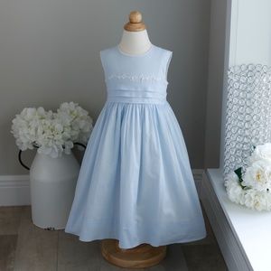 Strasburg Dress Blue Sleeveless French Tuck Embroidery Girl Size 2/3 Sundress
